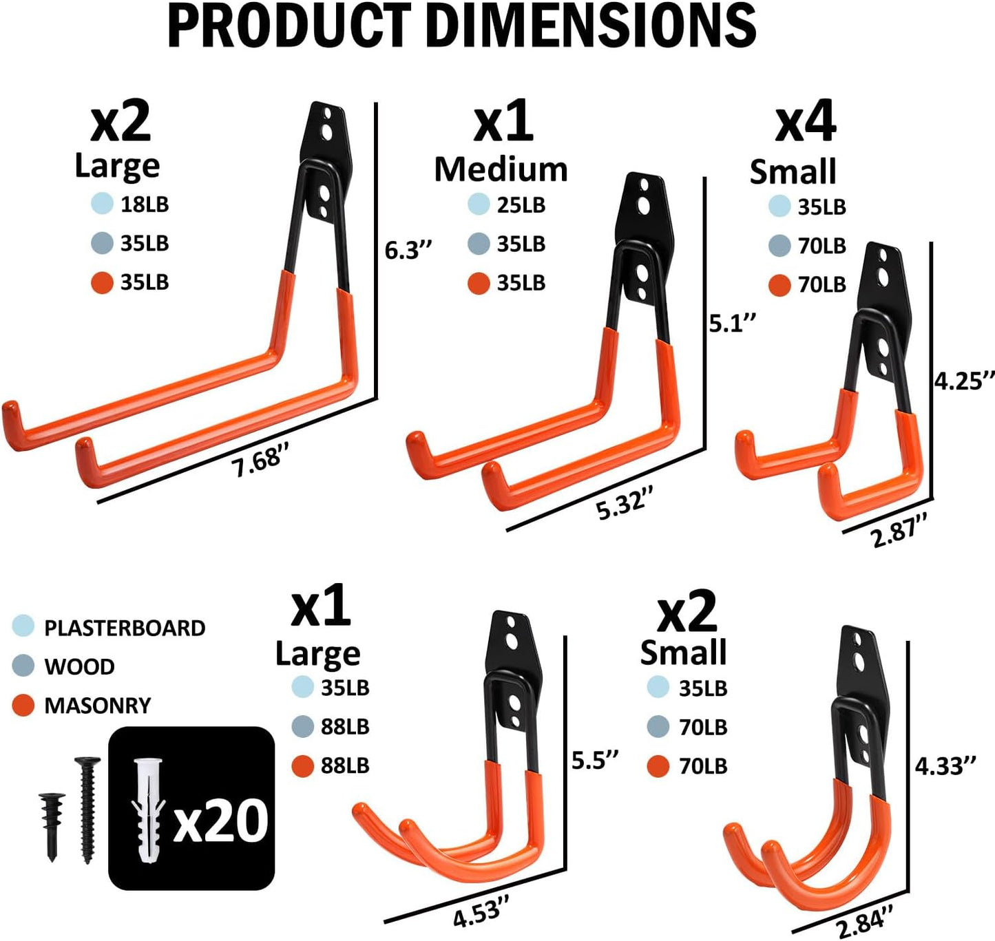 vivicreate 10 Pack Heavy Duty Garage Hooks Wall Mounted Steel Utility Storage Hooks for Tools Ladders Bikes Cables Equipment Organizer for Garage Taller Sótano Ganchos de Almacenamiento