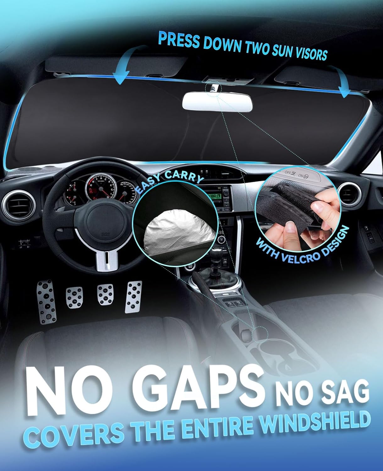 Sun Shade for Toyota Corolla Windshield Sunshades Cover Custom Fit 2020-2024 2025 Corolla L LS LE ECO XLE SE XSE Sedan Accessories Foldable Front Window Shields Sun Visor Protector Blocks UV Rays