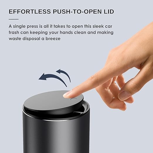 Car Trash Can With Lid - Leakproof Mini Garbage Can, Aluminum Alloy Bin, Accessories (Black)