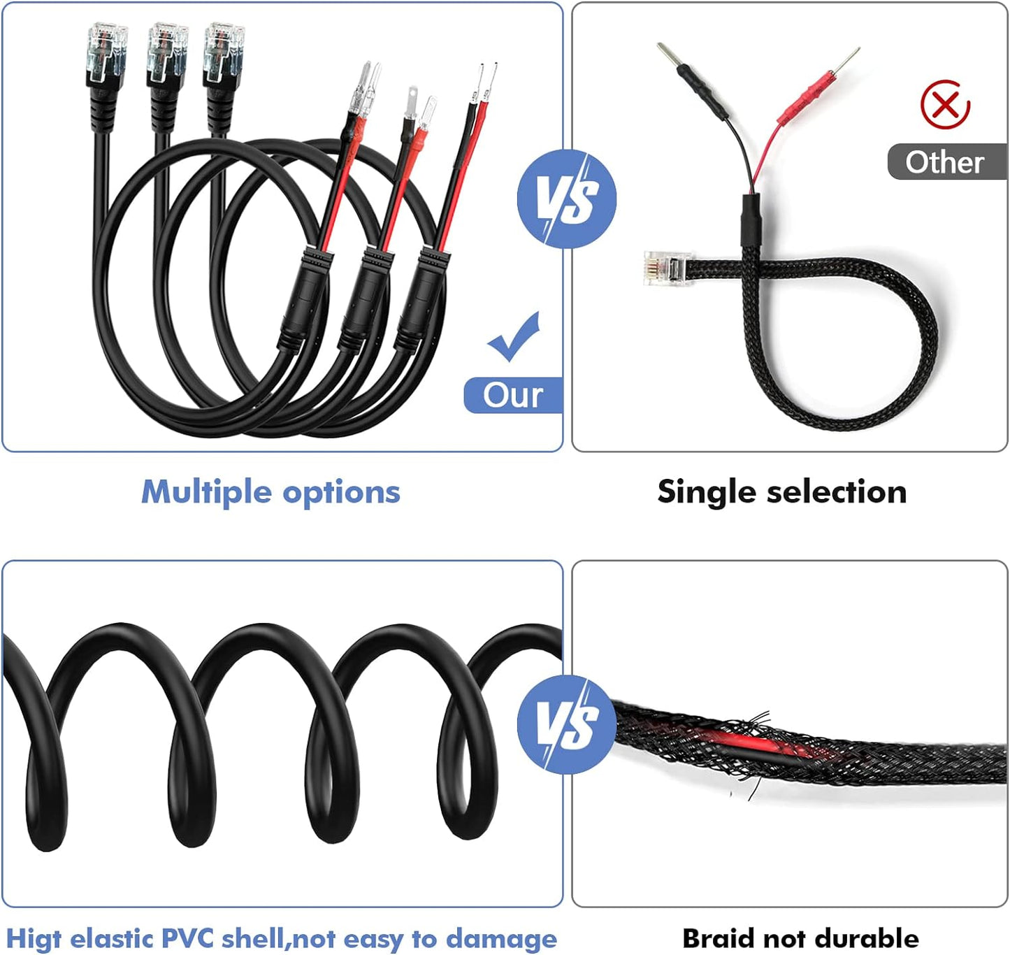 Radar Detector Hardwire Power Cord, Rearview Mirror Plug Cable,with Inline Fuse Holder,Suitable for Uniden Escort Beltronics Valentine One Cobra Whistler Radar Detector,3-Piece Set,13.7'' (RJ11)
