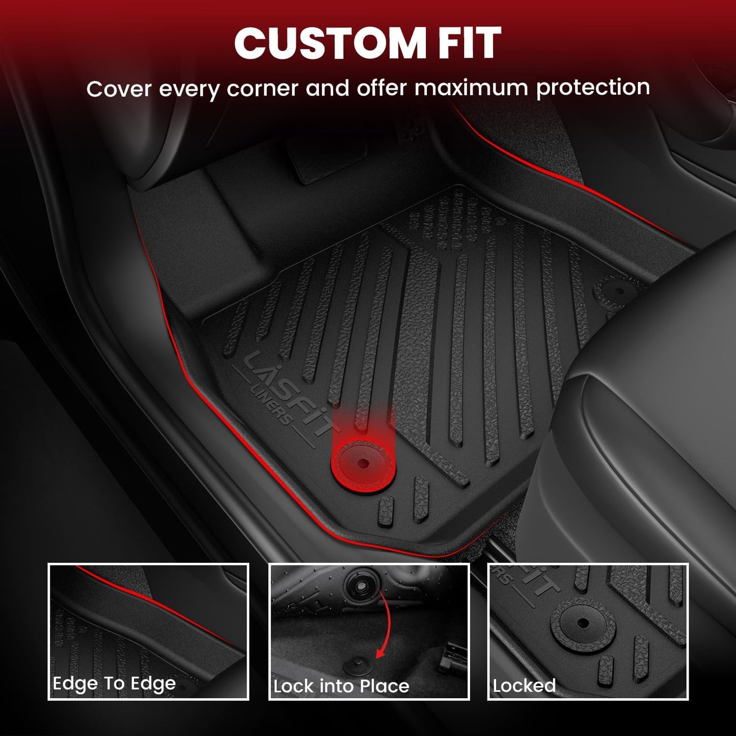 LASFIT Floor Mats&Trunk Mat for Toyota Crown 2023-2026 All Weather TPE Mats Custom Fit Floor Liner for Toyota Crown XLE/Limited/Nightshade/Platinum 1st&2nd Row Full Set Car Mats and Cargo Liner, Black