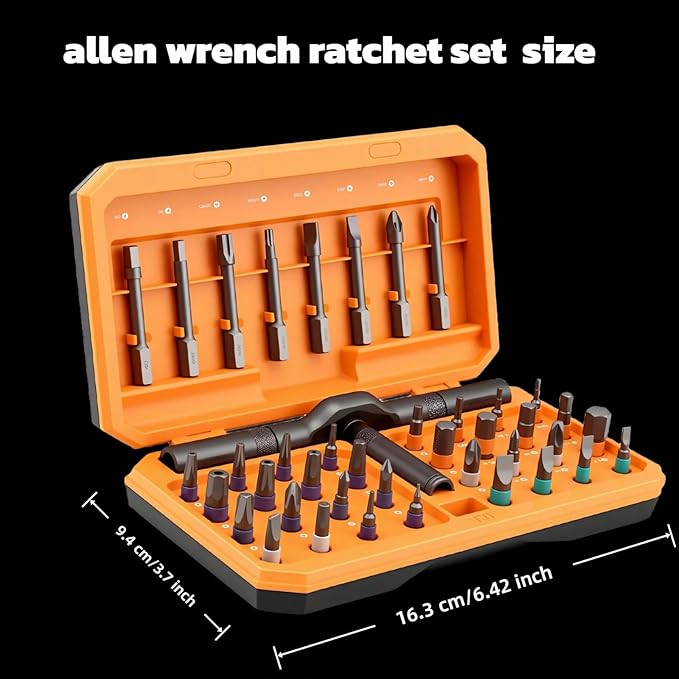 42 piece magnetic screw set, portable screwdriver set, DIY multi head ratchet screwdriver set maintenance tool, suitable for computers, glasses, bicycles, doorbells, furniture (Orange)