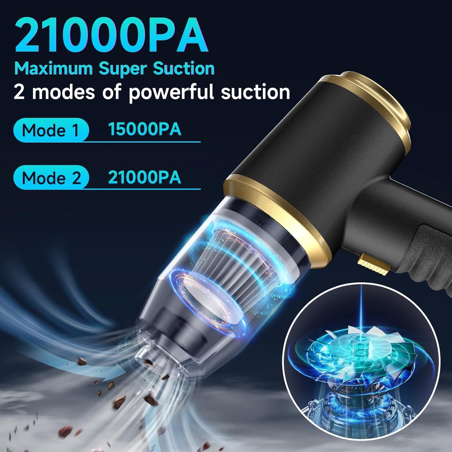 Car Vacuum Portable Cordless - 21000PA High Power Car Cleaning Kit, 4 in 1 Multifunctional Mini Vacuum Cleaner, Air Duster for Car, Home, Office to Remove Sand, Dust, Gifts for Lover Family