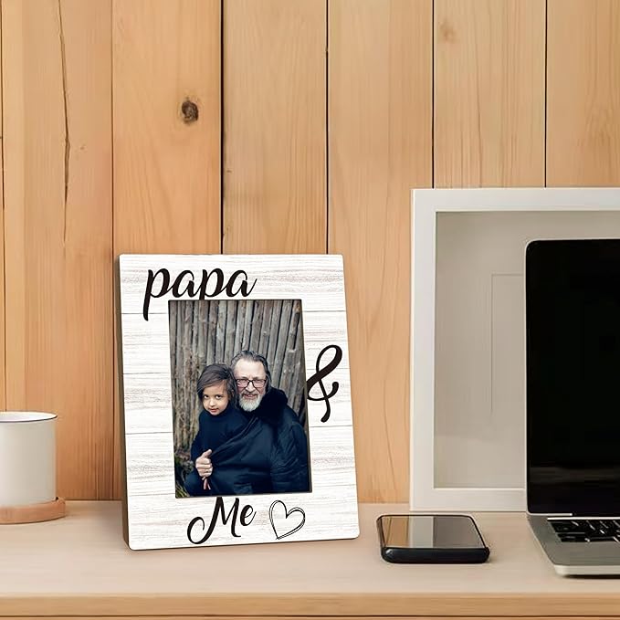Papa Gifts Picture Frame 5x7, Grandpa Photo Frame, Christmas Fathers Day Birthday Gifts for Papas from Grandkids Grandchildren, Papa and Me Wooden Picture Photo Frames for Desk Home Room Decor