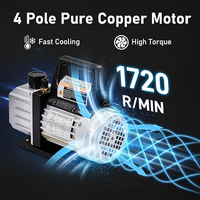 SUNROAD HVAC Air Vacuum Pump Set, 4 CFM 1/3HP A/C Refrigeration AC Manifold Gauge Kit for R410A R134a R12 R22 R502 Auto Air Conditioning Refrigeration Recharging