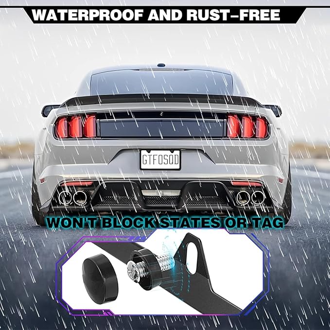 2 Pack License Plate Frames, 2 Holes Matte Black License Plate Frame,Aluminum License Plate Holder with Free Screws Fasteners Caps and Tool
