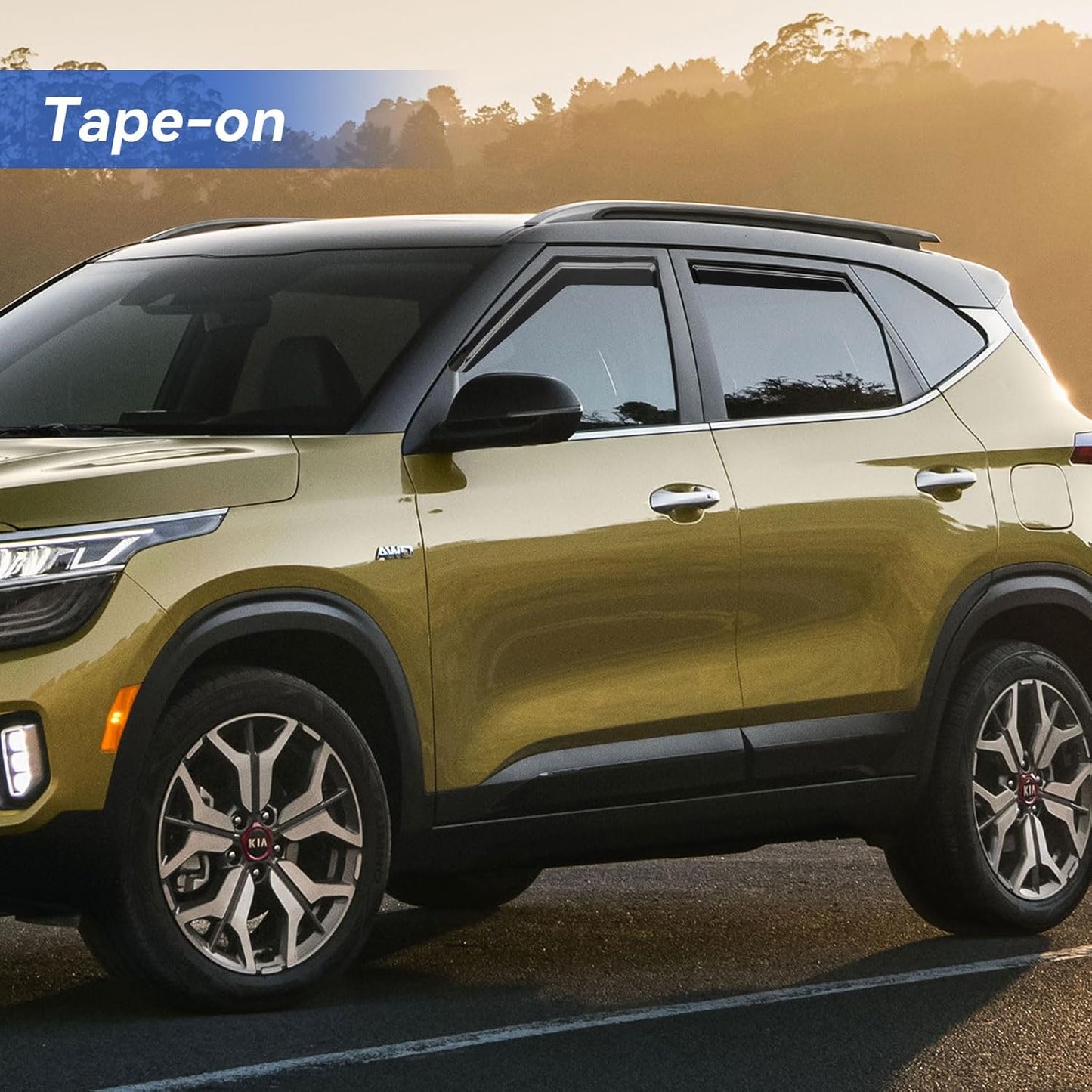 Window Visors Rain Guards for 2021 2022 2023 2024 2025 Kia Seltos, Out-Channel Window Vent Wind Deflectors Visors Shades for 21-25 Seltos LX S EX S SX Turbo X-Line