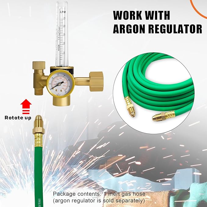 30FT Argon Gas Hose, Inert Gas Welding Hoses for MIG/TIG Welding Regulator，Argon/CO2 Flowmeter Regulator Hose, 5/8" UNF-18RH, NPT Fittings, Welding Accessories for MIG/TIG Welder