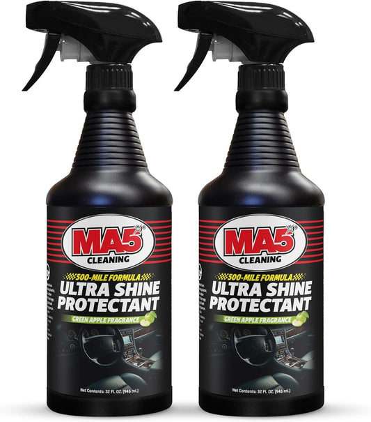 MA5X Ultra Shine Protectant | Car Interior Cleaner | Multi-Surface Car Interior Protectant with Green Apple Scent | UV Resistant | 32oz Spray Bottle | Pack of 2