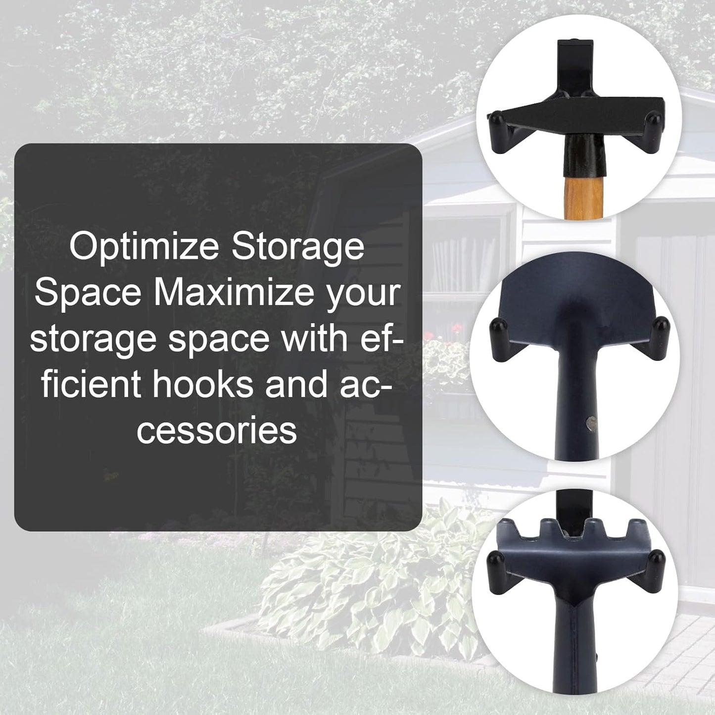 16 Pcs Storage Shed Hooks Set for Suncast, 5 Black V Shaped Tool Hooks Organizer with Long Screw Wrench Short Screw Compatible with Suncast/Craftsman Storage Shed Accessories