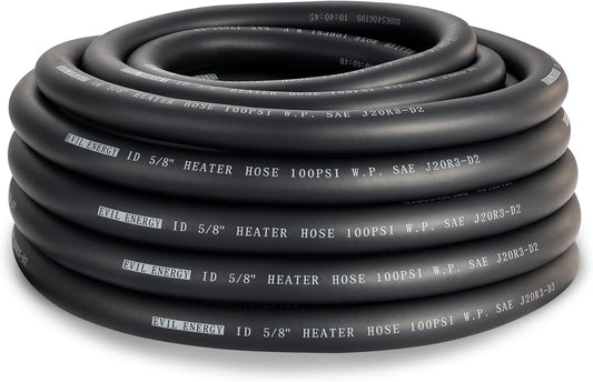 EVIL ENERGY 5/8" Heater Hose 50FT Coolant Radiator Straight 100PSI SAE 20R3 Black