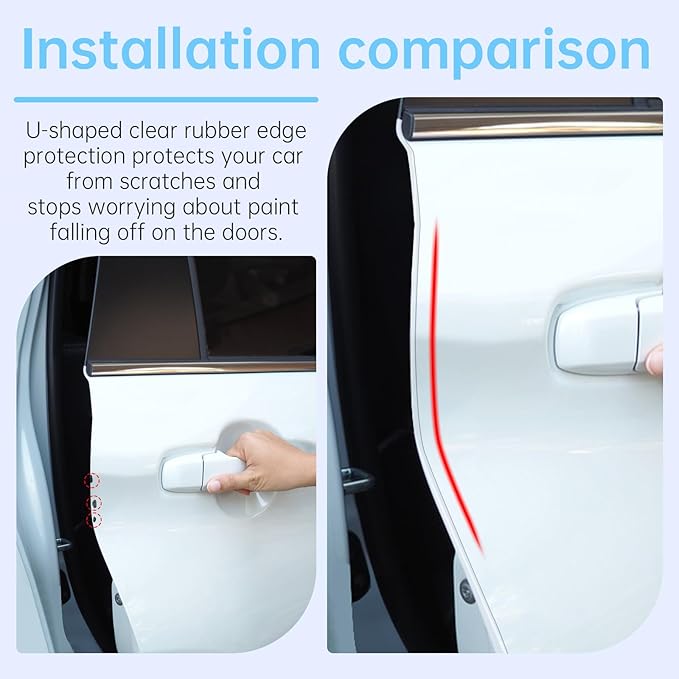 Car Door Edge Guards Rubber U Channel Edge Trim Metal Edge Protection Guard for Most Car Doors, Hatches, Lockers, Panels (20Ft, Clear)
