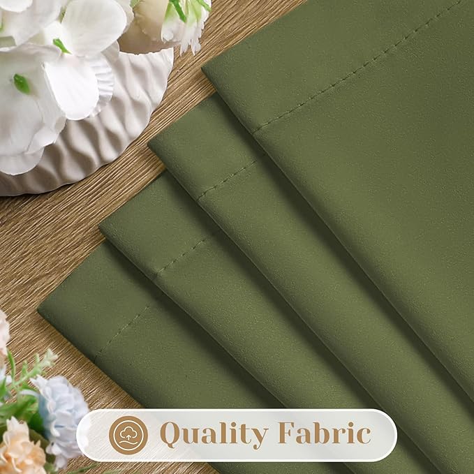 HOMEIDEAS Non-See-Through Olive Green Privacy Sheer Kitchen Curtains, 30 X 24 Inches Long 2 Panels Sheer Curtains Light Filtering Window Drapes for Bedroom Living Room