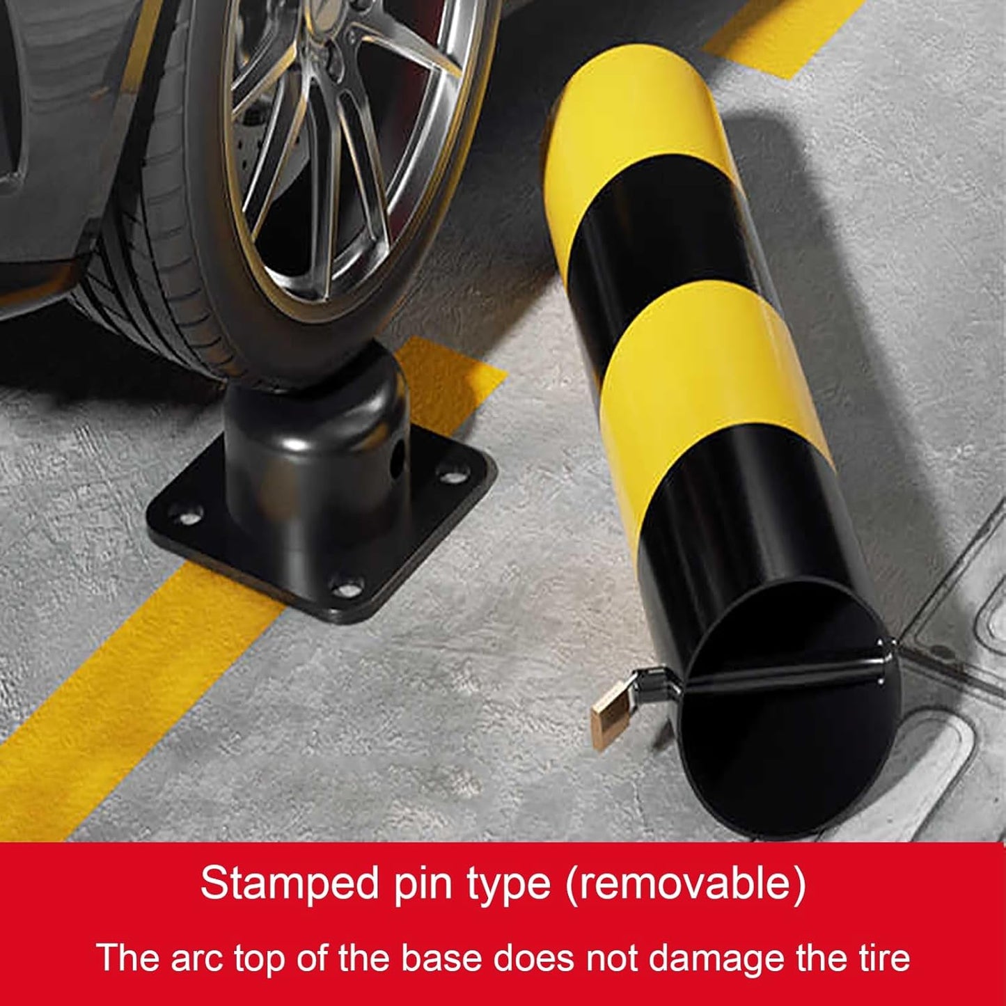 Steel Safety Bollard Post, with Lock Bollard Post Removable Security Posts, Parking Bollards, Parking Barriers Concrete, Powder Coat, for Parking Lot, Driveway and Sidewalk(Black (4pcs),50cm/19.7in)