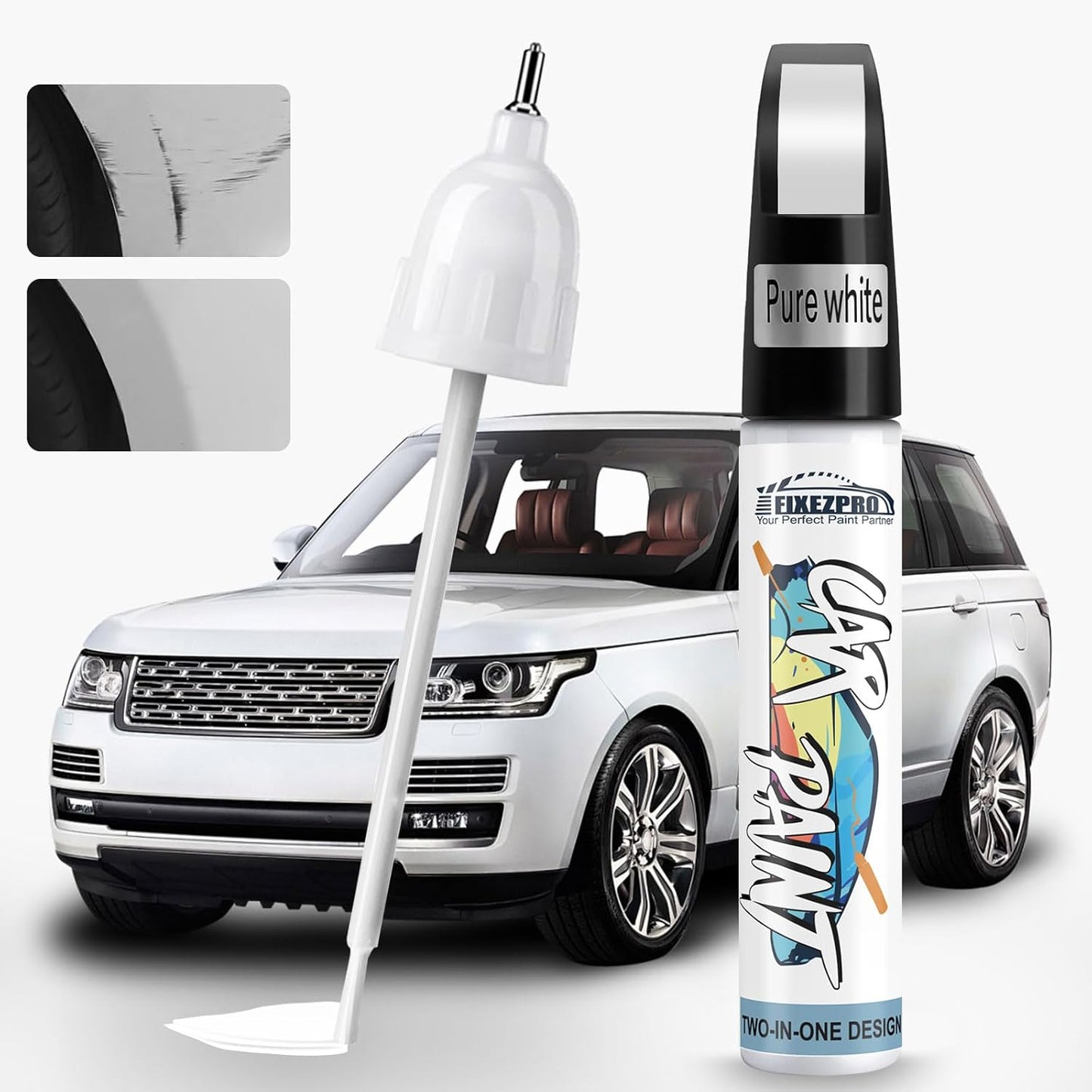 White Car Paint Touch Up, Car Paint Scratch Repair Pen, Color Accurate Automotive Paint Quick and Easy Fix Vehicles Chip Rim Scuff Repair