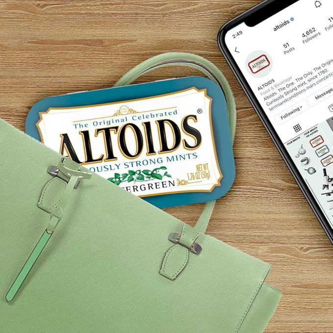 ALTOIDS Mint Candy, Classic Wintergreen Breath Mints Bulk Box, 1.76 oz, 6 Count, Pack of 2