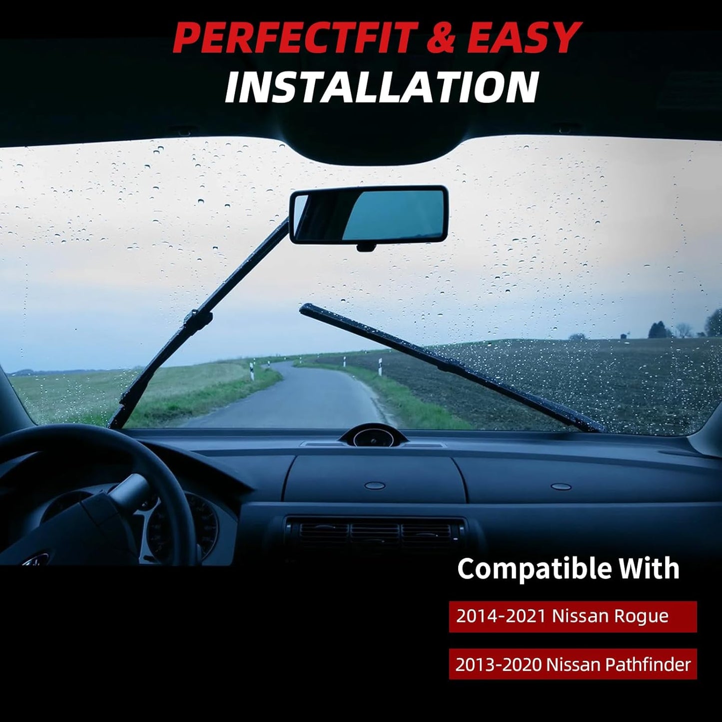 OTUAYAUTO Windshield Wiper Blades - Replacement for Nissan Rogue 2014-2023, Front and Rear Wiper Blades, U/J Hook - 26"+17"+12" (Pack of 3)