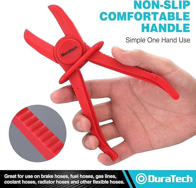 DURATECH 6-Piece Hose Clamp Set, Pinch Clamp Pliers for Flexible Hoses, Fuel, Gas, Brake & Radiator Lines