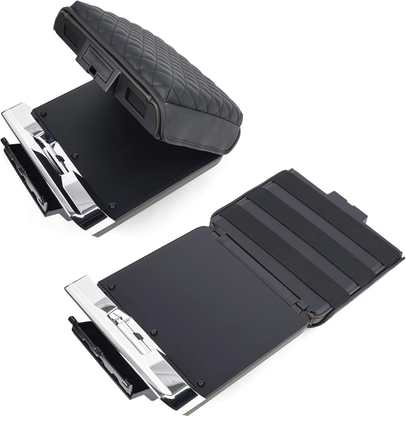 KMMOTORS F150(2021-2023) Center Console Cover with Work Surface, Thick Armrest Cushion, Interior Accessories Car Gadget, Vegan Leather, Armrest Protector (2021~2025, Work Surface Black), F150