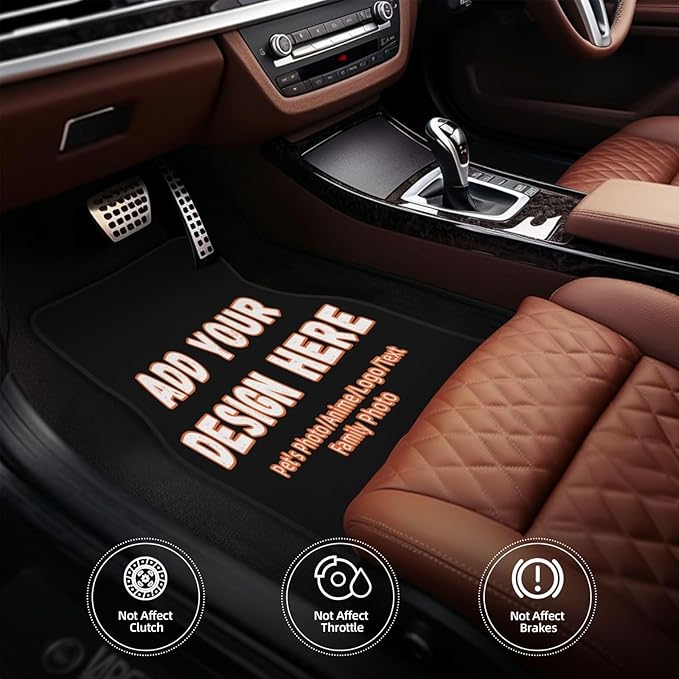 Custom Car Floor Mats 4 Pieces Car Floor Mats Personalized Car Floor Mats for 95% Universal Cars SUV Sedan Truck Van All Weather Add Image Photo Text Logo (Style-1)
