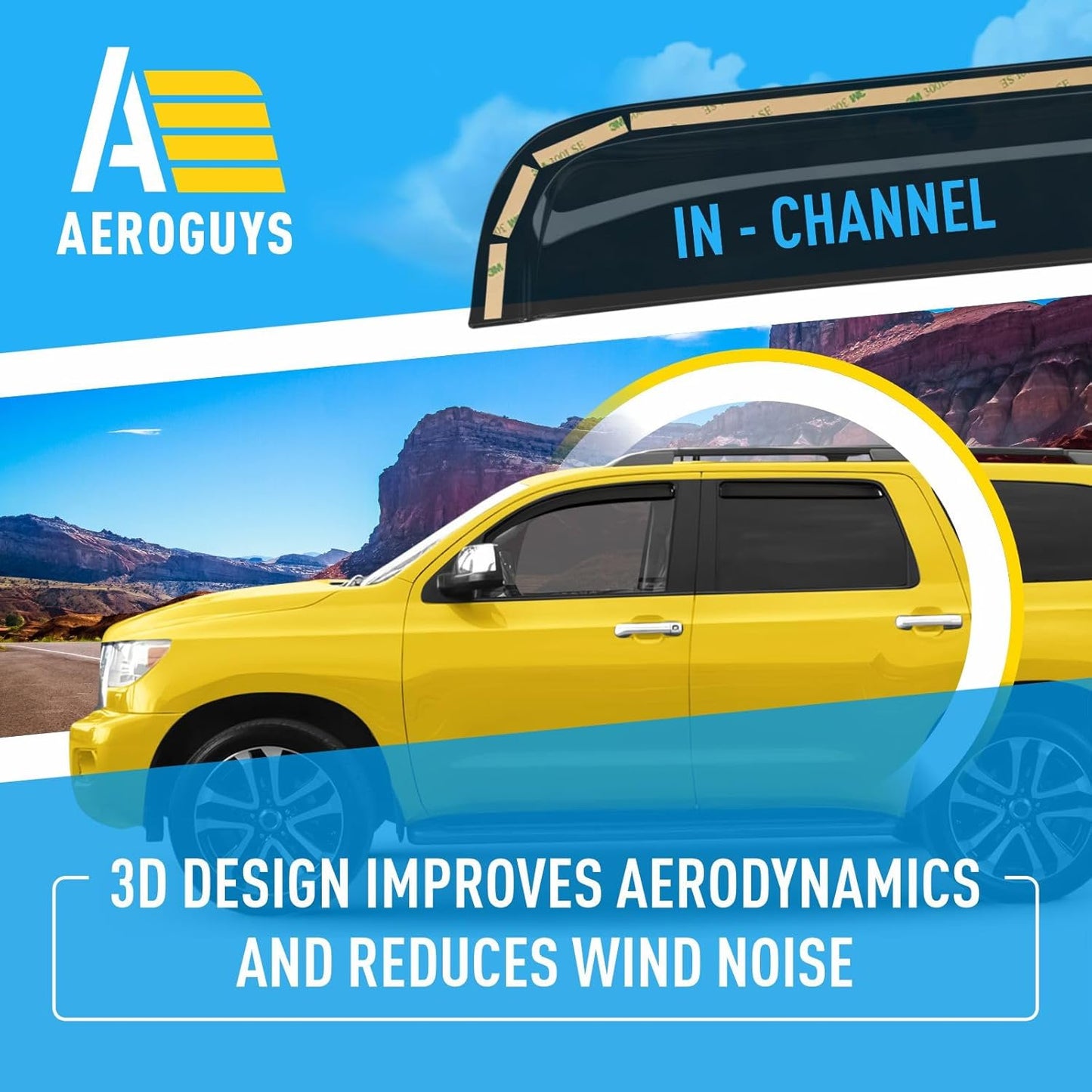 Extra Durable Window Deflectors in-Channel Window Visors Rain Guards Fit for Toyota Sequoia 2008-2022, Sun Visors, Wind Vent for Shades, Exterior Car Accessories - 4pcs. AG0514