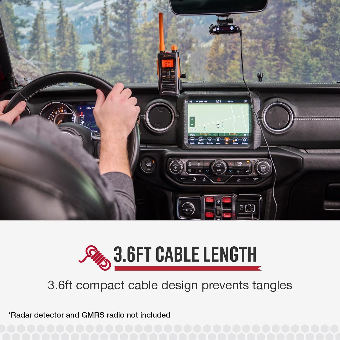 Cobra USB-C to Barrel Connector Radar Detector Power Cable Radar Detectors, Compatible RAD350 380 450 480i 700i and Suitable for Radar Detector Windshield Mount