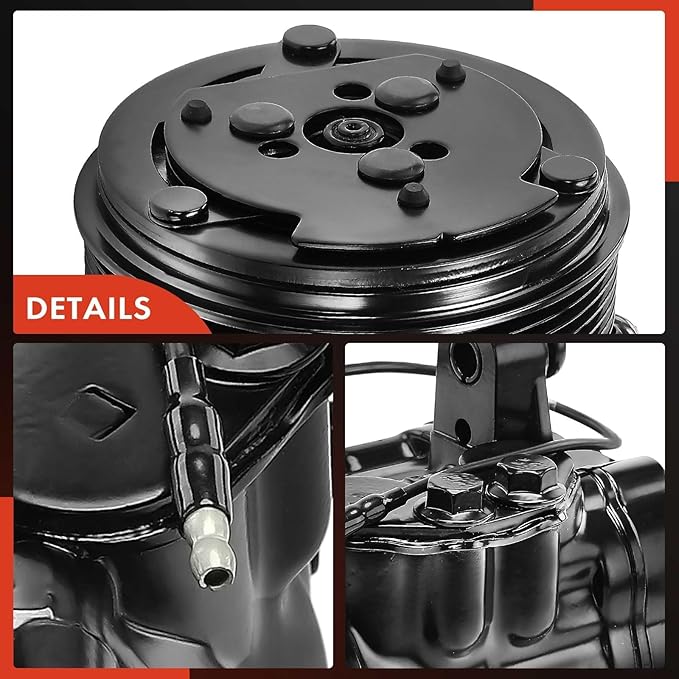A-Premium Fit for Sanden SD-7 6PK Style, Universal A/C Compressor with Clutch, 6 Groove Serpentine Belt