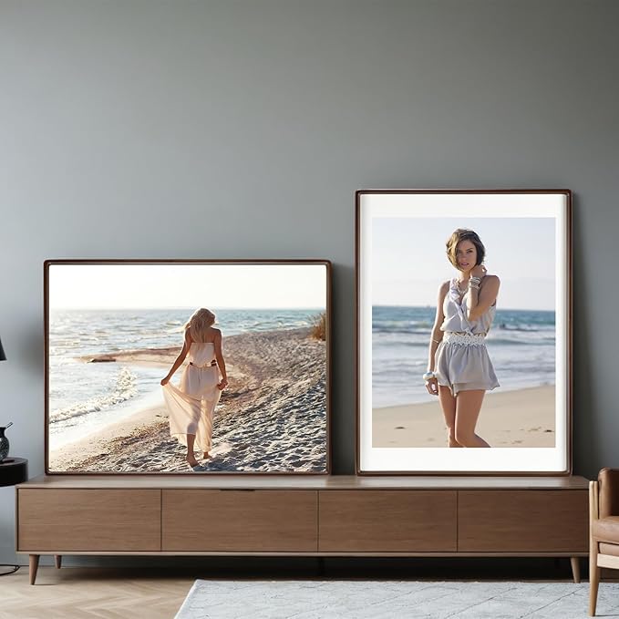 HELPLEX 12x16 Premium Picture Frame Set of 2 - Solid Walnut Wood, UV-Blocking Plexiglass, Convertible 8.5x11 Matted or 12x16 Open Display - Wall Art Gallery & Luxury Home Decor