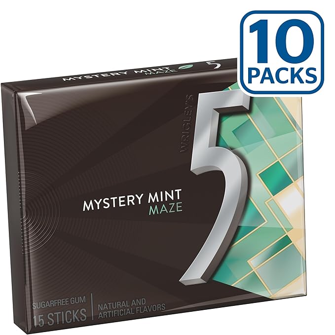 5 Gum Sweet Mint Sugar Free Chewing Gum Bulk, 15 Stick Box (Pack of 10)