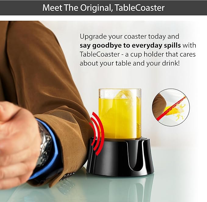 HIT PRODUCTS TableCoaster - Original Anti-Spill Table and Desk Cup Holder, Glacier White - RV and Boat Drink Holder, A Tip-Proof Coaster with Tacky Base and Walled Profile to Prevent Spilled Drinks