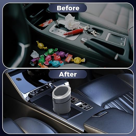 Keria Car Trash Can Bin with Lid - Mini Car Garbage Can Cup Holder-Small Leakproof Vehicle Trash Garbage Can Bin-Automotive Car Organizers and Storage for Back Seat SUV Vechile Accessories (Black)