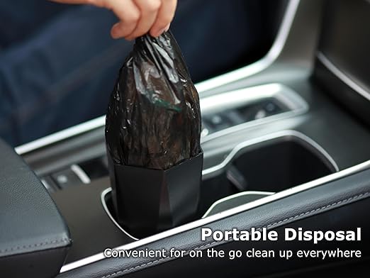 Ginsco 0.8 Gallons Disposable Trash Bags for Mini Car Trash Can, Portable Small Car Garbage Bags, Cars Accessories, Mini Trash Bags, Plastic Trash Bag for Cars/Home/Office (4 Rolls/60 Counts) Black