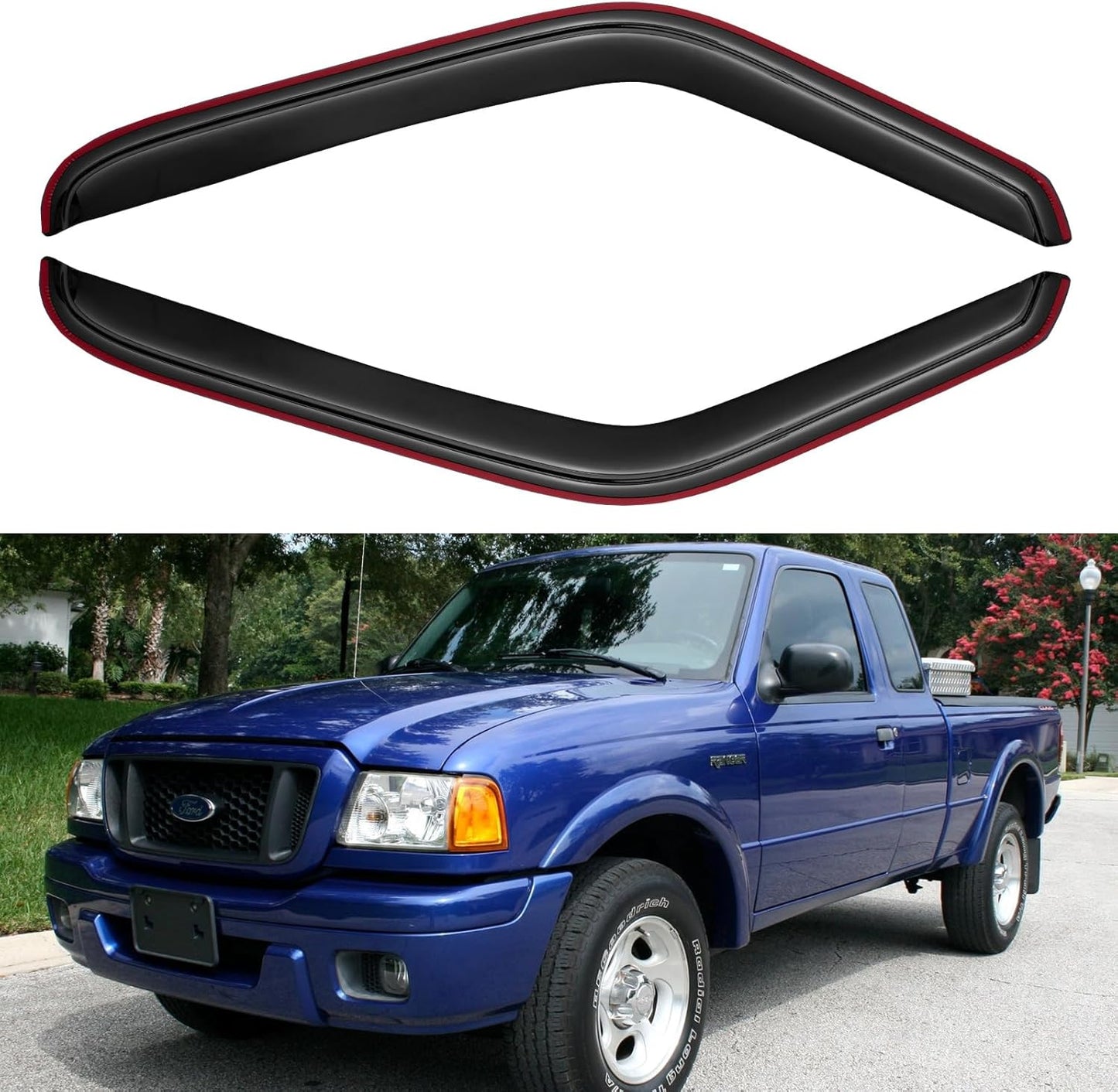 in-Channel Window Visors Rain Guards for 1993-2011 Ford Ranger, Window Vent Wind Deflectors Visors Shades for 1994-2009 Mazda B2300, 1998-2001 Mazda B2500, 1994-2007 Mazda B3000, 2PCS