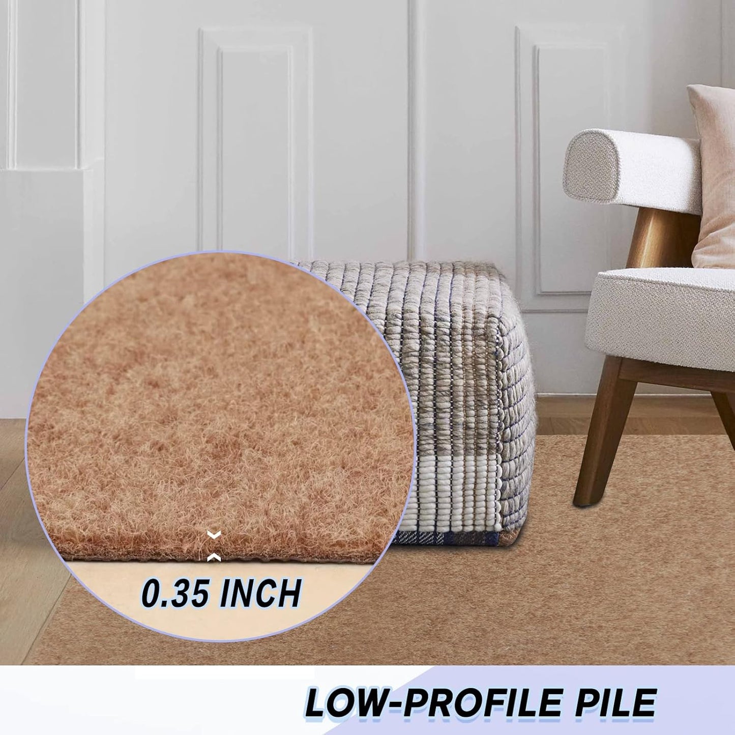 Custom Size Backed Non-Slip Area Rugs Runner, Easy Clean, Waterproof Runner Rugs for Hallway Entryway, Kitchen, Laundry, 2FT x 56FT, Beige