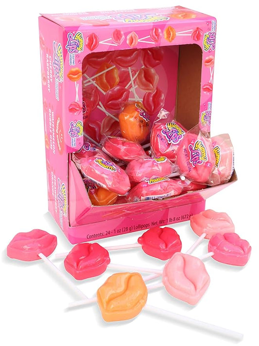 Valentine Yummy Lix Gourmet Yummy Lips Lollipops, (Pack of 24)