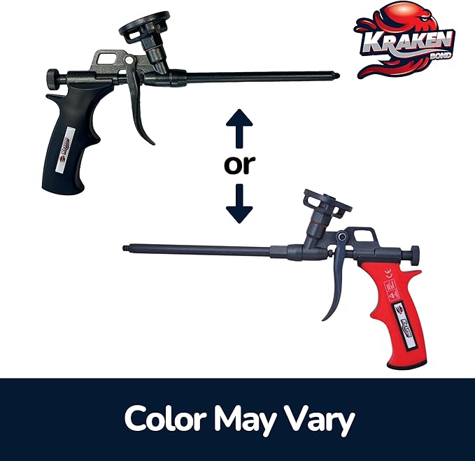 Kraken Bond PRO Foam Gun - 8 Inch Durable Spray Foam Dispensing Gun for Contractors & DIYers, PTFE Non-Stick Coating, Precision Nozzles Included, Versatile Spray Application for Insulation - 1 Pack