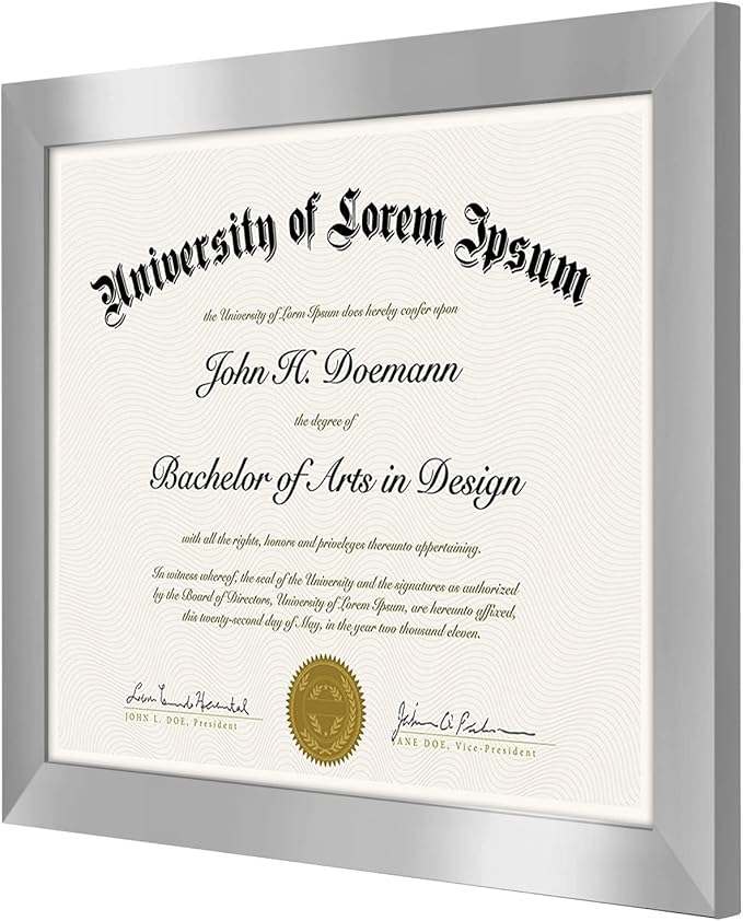 Americanflat 8.5x11 Diploma Frame with Shatter-Resistant Glass - Document Frames with Engineered Wood - Legacy Collection - Certificate Frame for Tabletop and Wall Display - Silver