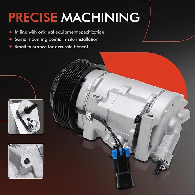 A-Premium Air Conditioner AC Compressor with Clutch Compatible with John Deere Models, 8-Groove Pulley