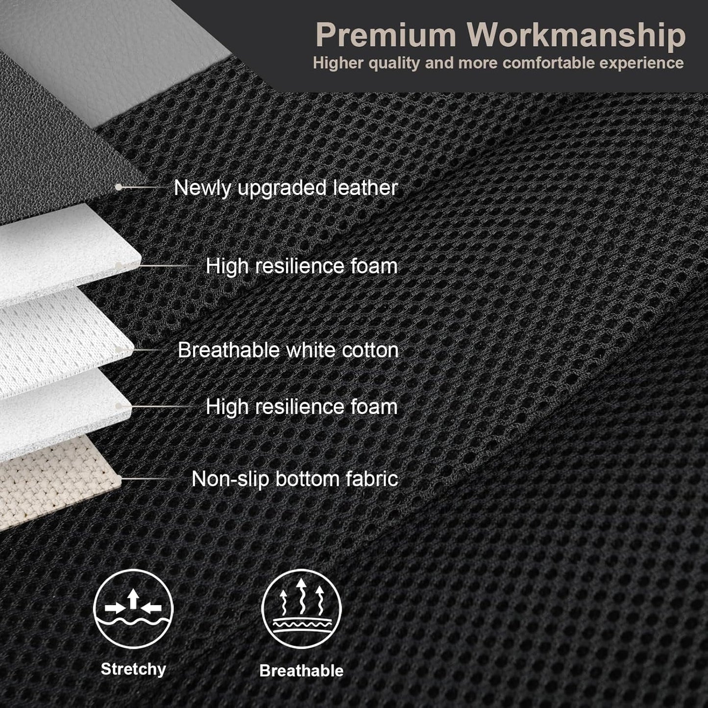 GIANT PANDA Front Seat Cover for Nissan, 3D Air Mesh Car Seat Covers Custom Fit Nissan Rogue Altima Sentra Versa Kicks Frontier Murano Pathfinder Maxima (Grey+Black) 2-Pack