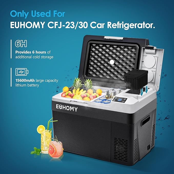 Euhomy Car Refrigerator Battery for CFJ/TWW/CFIM/CFG/CFW, 12/24V DC and 120-240V AC, Freezer Fridge Cooler, for Car, RV, Camping and Home Use