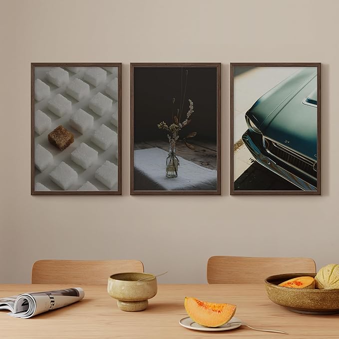 12x18 Frame Solid Oak Wood Veneer with Plexiglass, Brown 12x18 Poster Frame for Horizontal or Vertical Wall Mounting Picture Frames for Gallery Art Prints Home Decor, 1 Pack