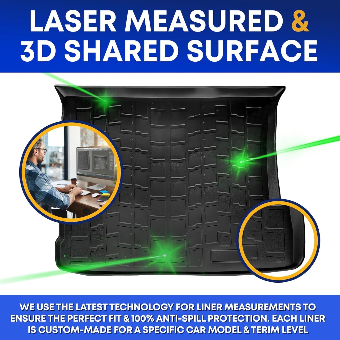 Premium Cargo Liner for Jeep Grand Cherokee 2011-2021 - 100% Protection - Custom Fit Car Trunk Mat - All-Season Black Cargo Mat - 3D Shaped Laser Measured Trunk Liners for Jeep Grand Cherokee