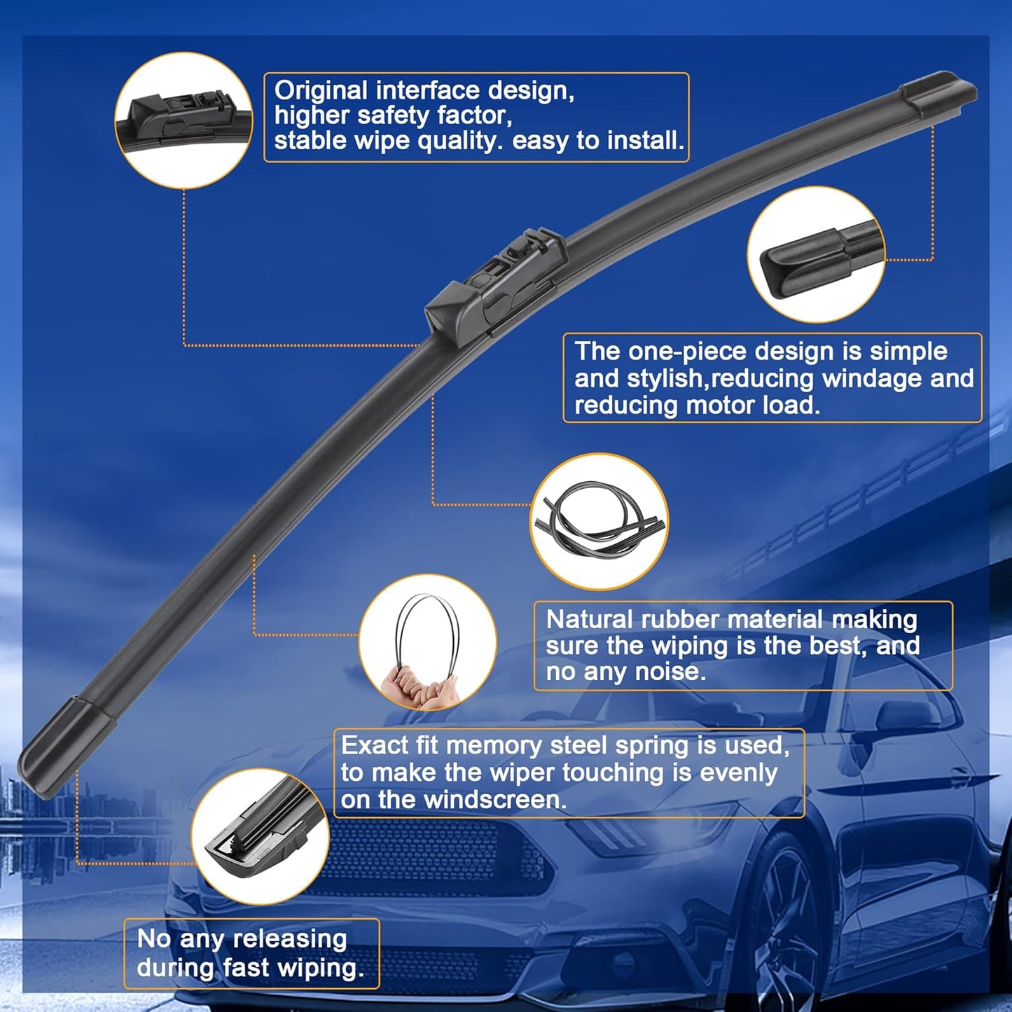 Windshield Wiper Blades Replacement for Toyota CHR C-HR 2018 2019 2020 2021 Original Factory Quality Front Rear Wipers Blade Set for Car - 26" 16" 14" (Piece of 3)