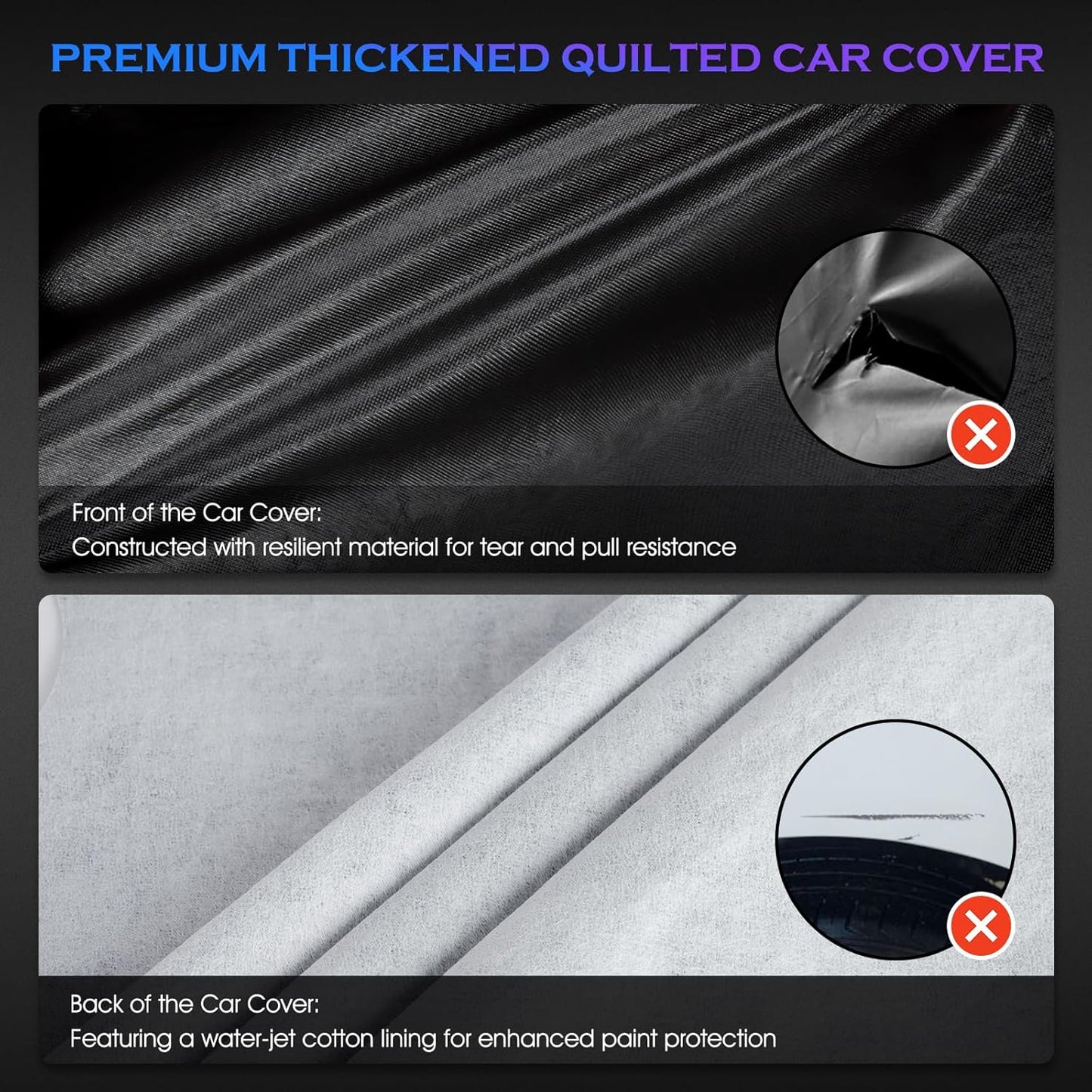 Car Cover Custom Fit for Honda Accord 2001-2025,Toyota Camry 1996-2025,6 Layers Truck Cover Waterproof All Weather for Automobiles,Outdoor Full Exterior Cover,Rain, Sun, Wind Protection,Black