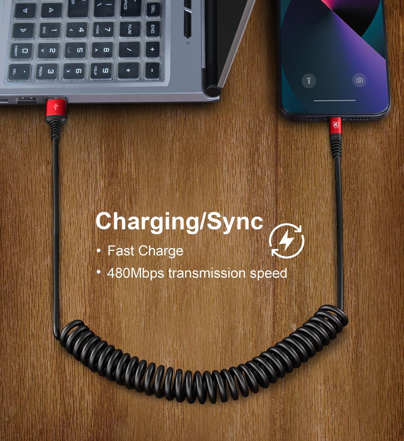 iPhone Charger Cable 6FT for Car, Coiled Lightning Cable [Apple MFi Certified] 2 Pack 6 Feet Lightning Cord Compatible with iPhone14 13/12/11 Pro Max/XS MAX/XR/XS/X/8/7/Plus/6S iPad/iPod - Red