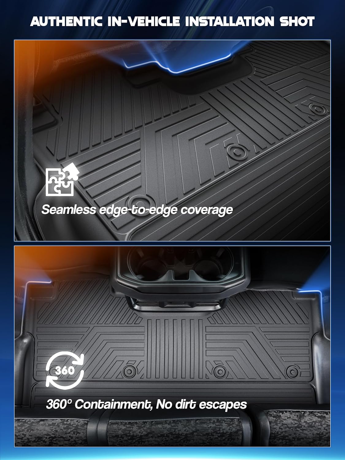 Car Floor Mats for Ford F-150 2015-2024 2025 | Lightning 22-24 SuperCrew (Rear w/o Fold Flat Storage),TPE All Weather Protection Floor Mats,Custom Fit Car Floor Liners Set,Heavy Duty Accessories