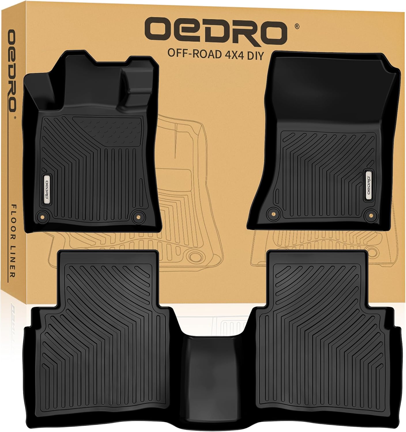 OEDRO Floor Mats Compatible with 2019-2025 Nissan Altima, Unique Black TPE All-Weather Guard Includes 1st and 2nd Row Full Set Liners