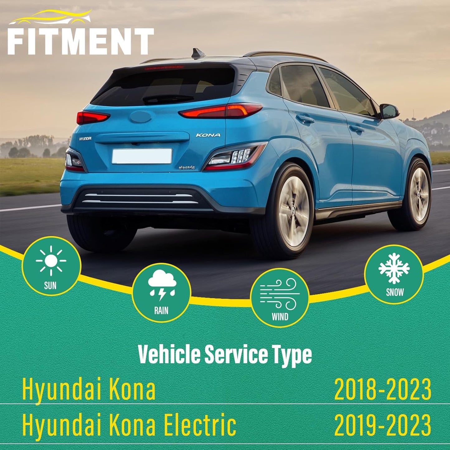 26" 16" 11" Windshield Wiper Blades Replacement for Hyundai Kona 2018 2019 2020 2021 2022 2023 Kona Electric Premium All Weather Front Rear Wipers Set - OEM Quality (Pack of 3)