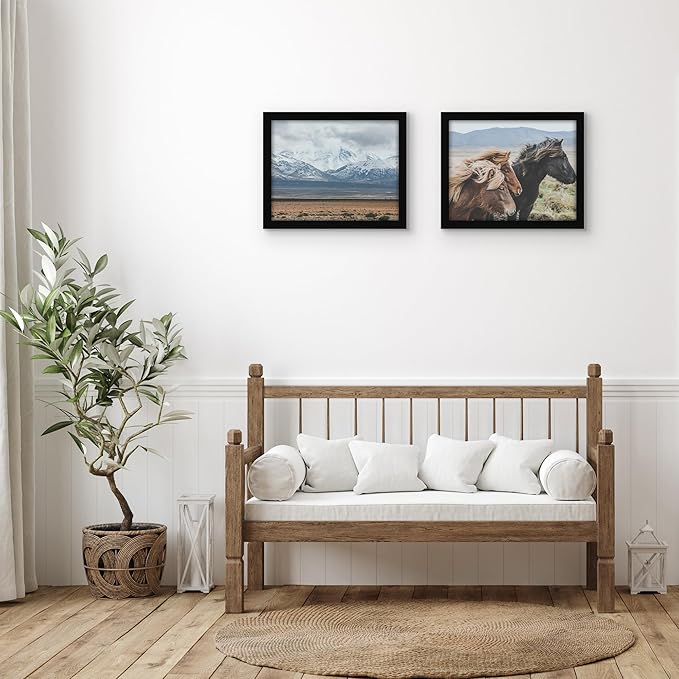 Americanflat 11x14 Picture Frame with Shatter-Resistant Glass - Set of 2 - Signature Collection - Gallery-Style Frames Made of Engineered Wood - Picture Frames for Wall Display - Black