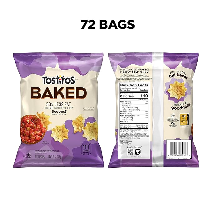 Tostitos, Oven Baked Scoops! Tortilla Chips, 0.875 Ounce (Pack of 72)